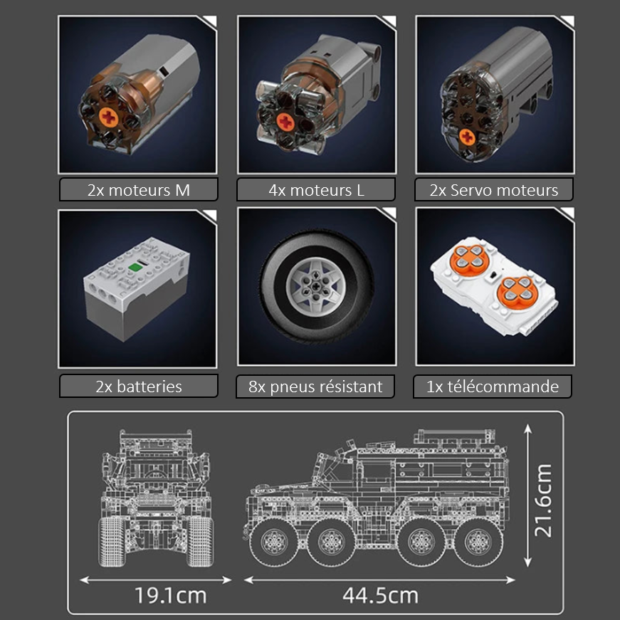 mabriq.fr - Avtoros Shaman 8x8 - Accessoires et dimensions - Brique de construction - compatible autres