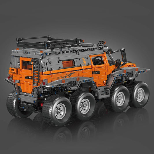 mabriq.fr - Avtoros Shaman 8x8 ORANGE - Vue trois quart arrière - Brique de construction - compatible autres