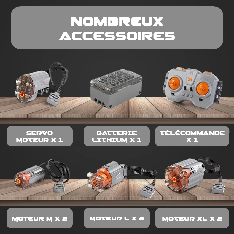 mabriq.fr - Dépanneuse grue rotator - Nombreux Accessoires - Brique de construction - compatible autres marques