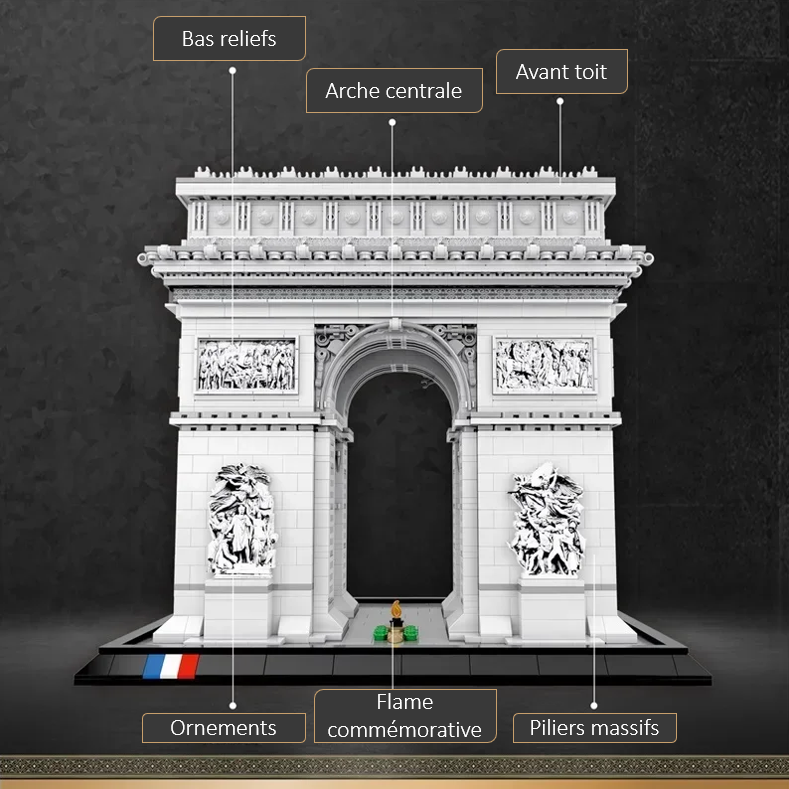 mabriq.fr - L'Arc de Triomphe- Détails - Brique de construction - compatible autres marques