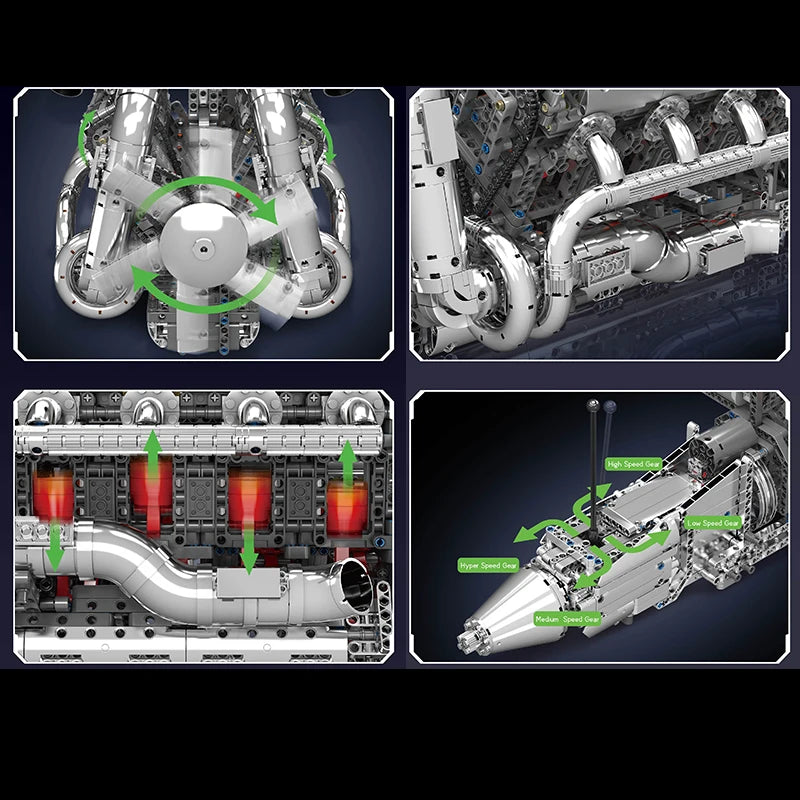 mabriq.fr - Moteur AMG V8 BITURBO - Détails - Brique de construction - compatible autres marques