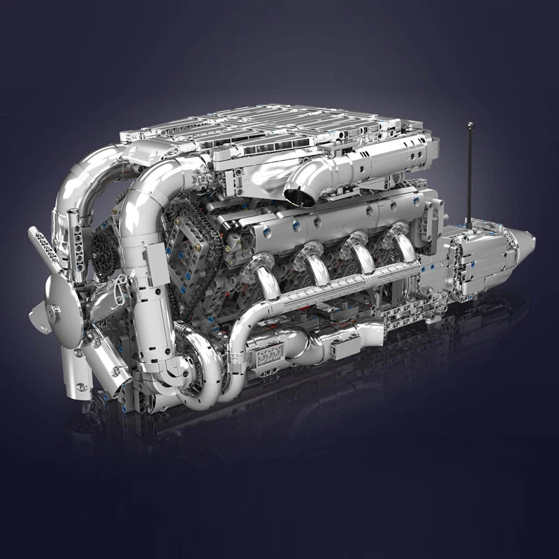 mabriq.fr - Moteur AMG V8 BITURBO - Vue de trois quart avant - Brique de construction - compatible autres marques