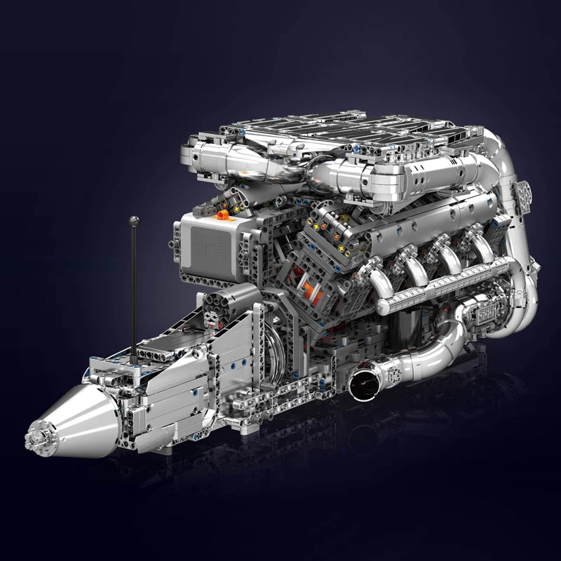 mabriq.fr - Moteur AMG V8 BITURBO - Vue trois quart arrière - Brique de construction - compatible autres marques