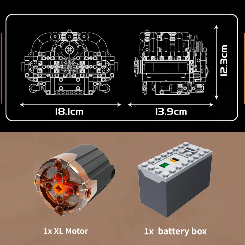 mabriq.fr -Moteur Boxer - Dimensions et accessoires - Brique de construction - compatible autres marques