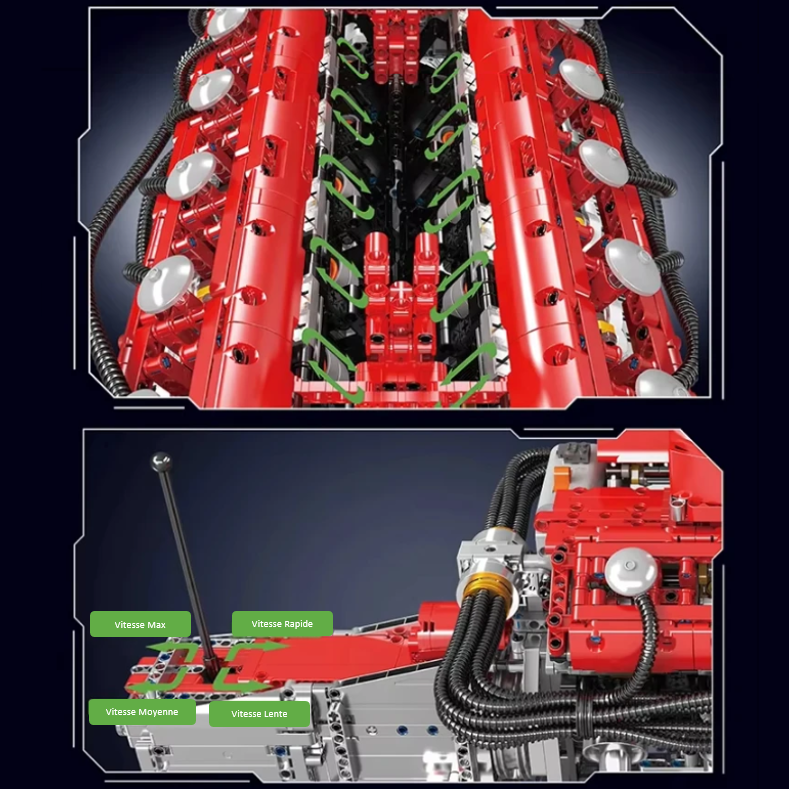 mabriq.fr - Moteur V12 - Boite de vitesse - Brique de construction - compatible autres marques