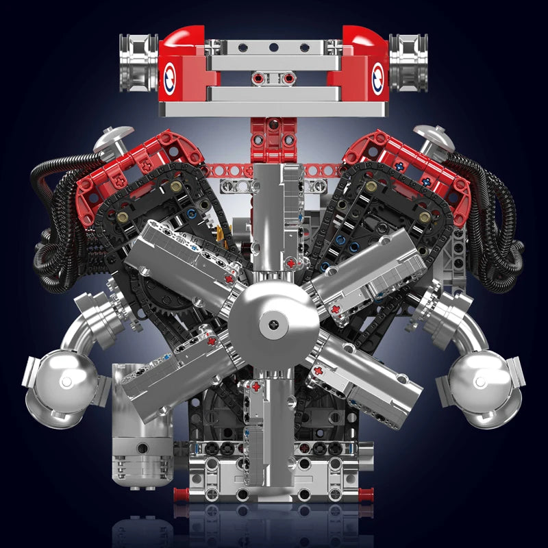 mabriq.fr - Moteur V12 - Vue arrière - Brique de construction - compatible autres marques