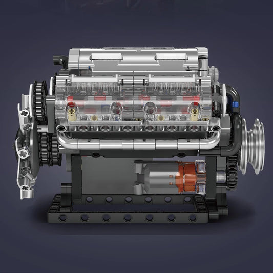 mabriq.fr - Moteur V8 - Vue de côté - Brique de construction - compatible autres marques
