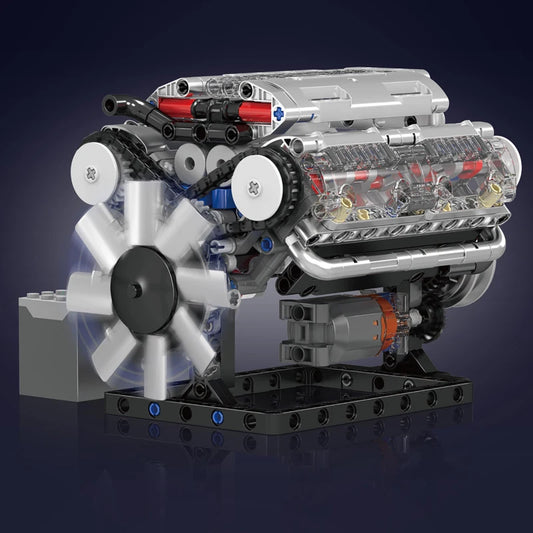 mabriq.fr - Moteur V8 - Vue principale - Brique de construction - compatible autres marques