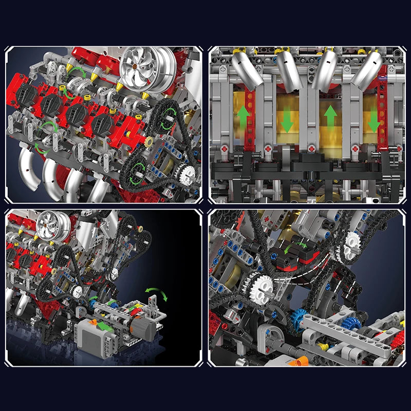 mabriq.fr - Moteur V8 F488 - Détails et fonctionnement - Brique de construction - compatible autres marques