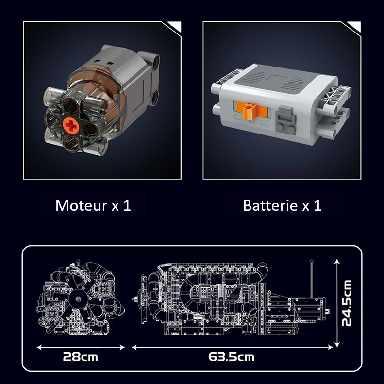mabriq.fr - Moteur de camion Scania - Dimensions et accessoires - Brique de construction - compatible autres marques
