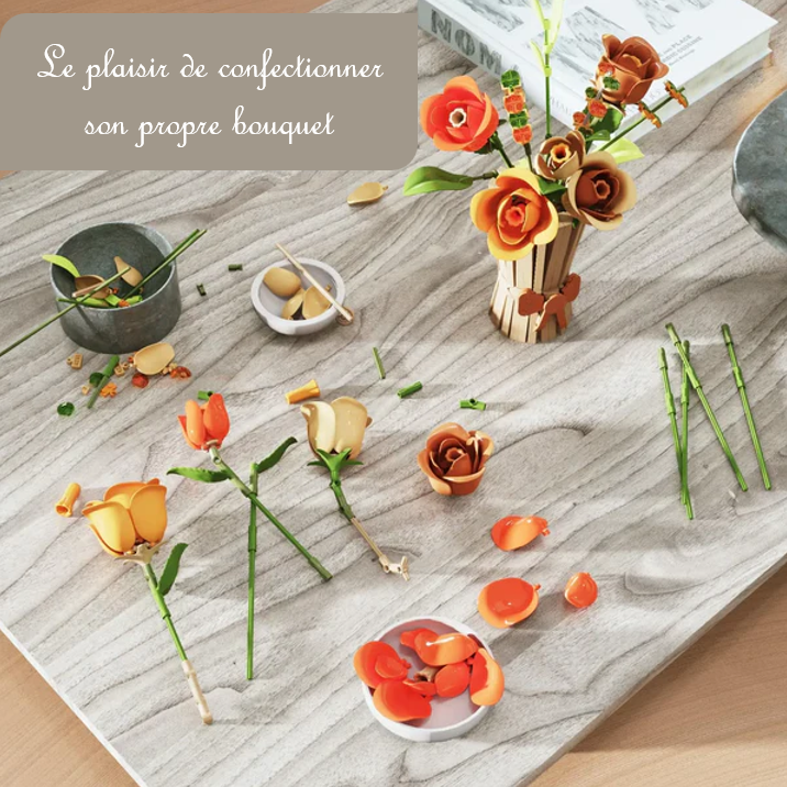 mabriq.fr - Roses d'automne - Confectionner son bouquet - Brique de construction - compatible autres marques