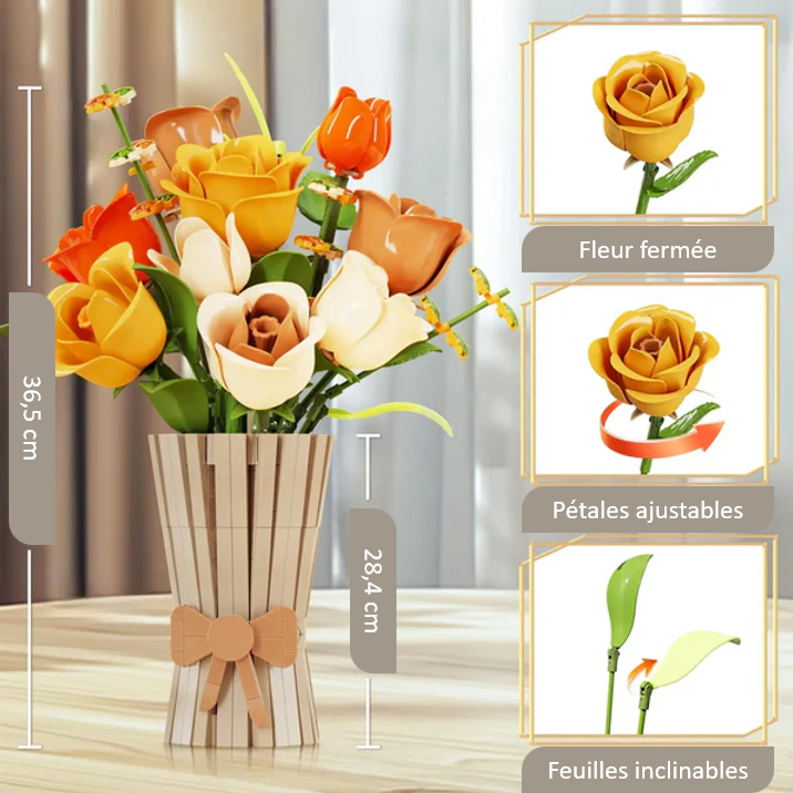 mabriq.fr - Roses d'automne - Dimensions - Brique de construction - compatible autres marques
