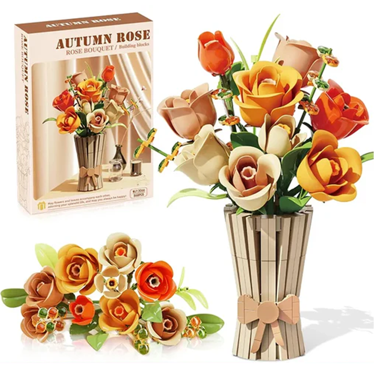mabriq.fr - Roses d'automne - Vue principale - Brique de construction - compatible autres marques