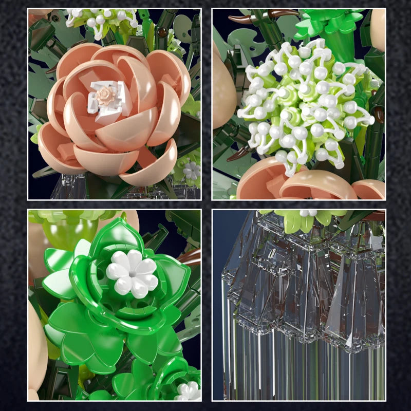 mabriq.fr - Roses pastelles - Détails - Brique de construction - compatible autres