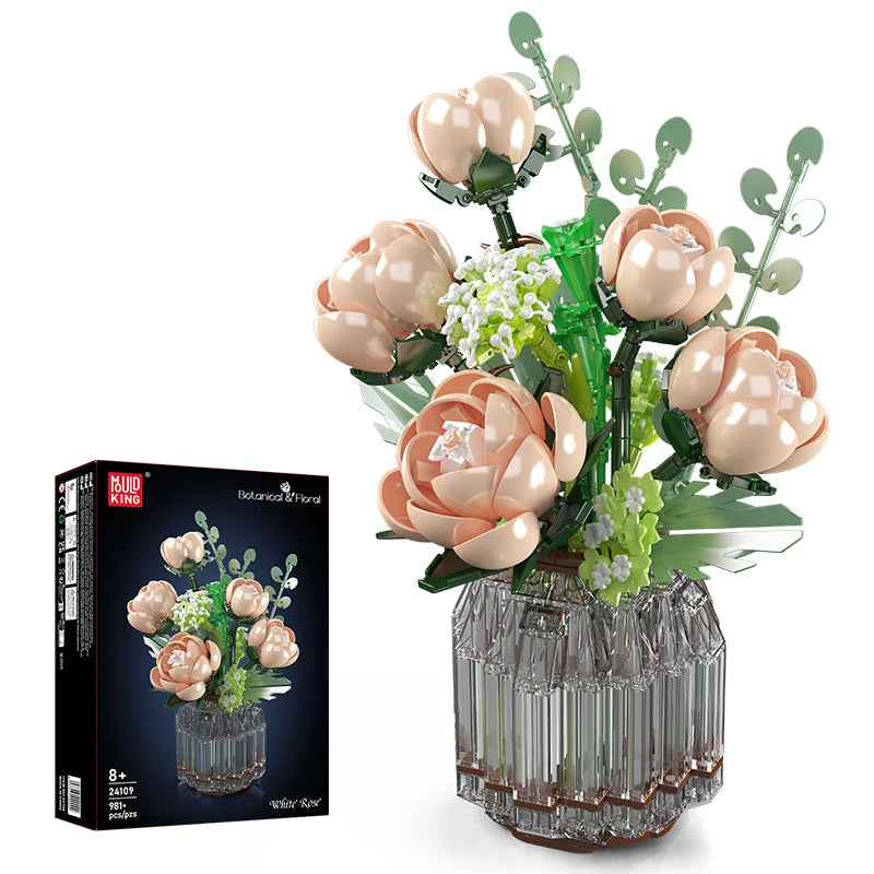 mabriq.fr - Roses pastelles - Vue principale - Brique de construction - compatible autres
