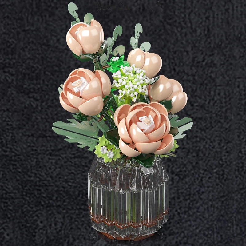 mabriq.fr - Roses pastelles - Vue sur fond noir 2 - Brique de construction - compatible autres
