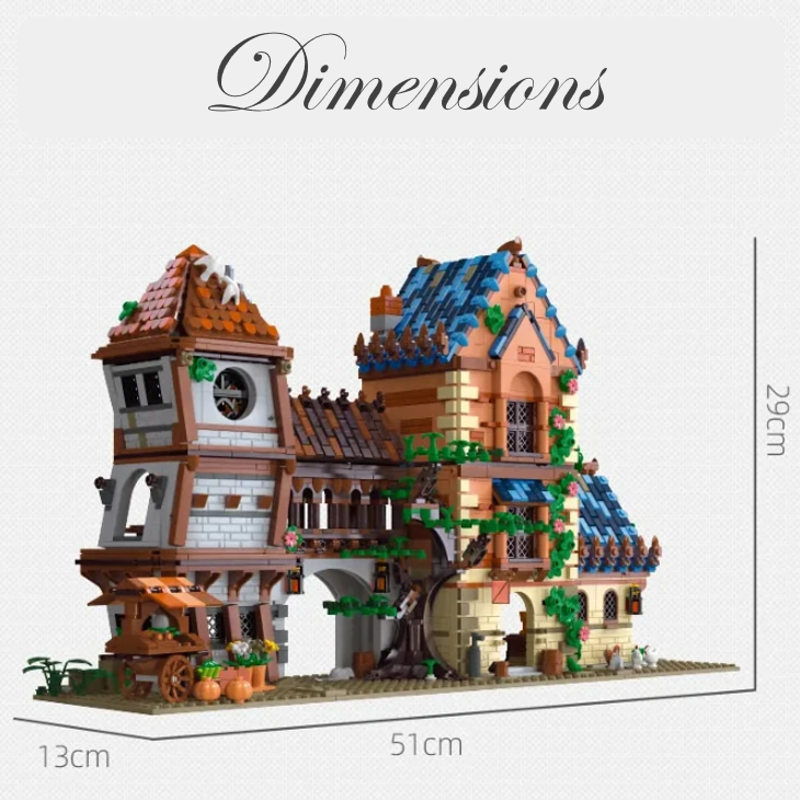 mabriq.fr - Taverne médiévale - Dimensions - Brique de construction - compatible autres marques