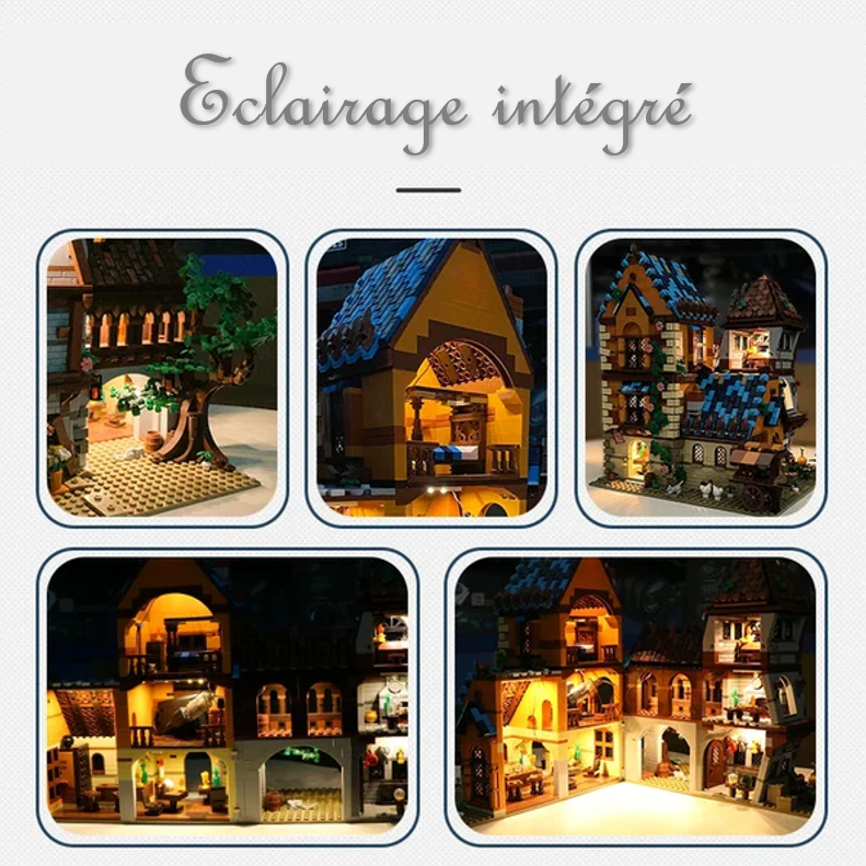 mabriq.fr - Taverne médiévale - Eclairage intégré - Brique de construction - compatible autres marques