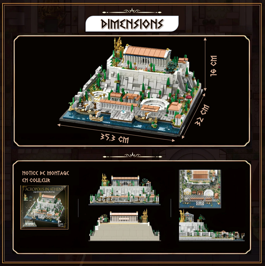 mabriq.fr - l'Acropole - Dimensions - Brique de construction - compatible autres marques