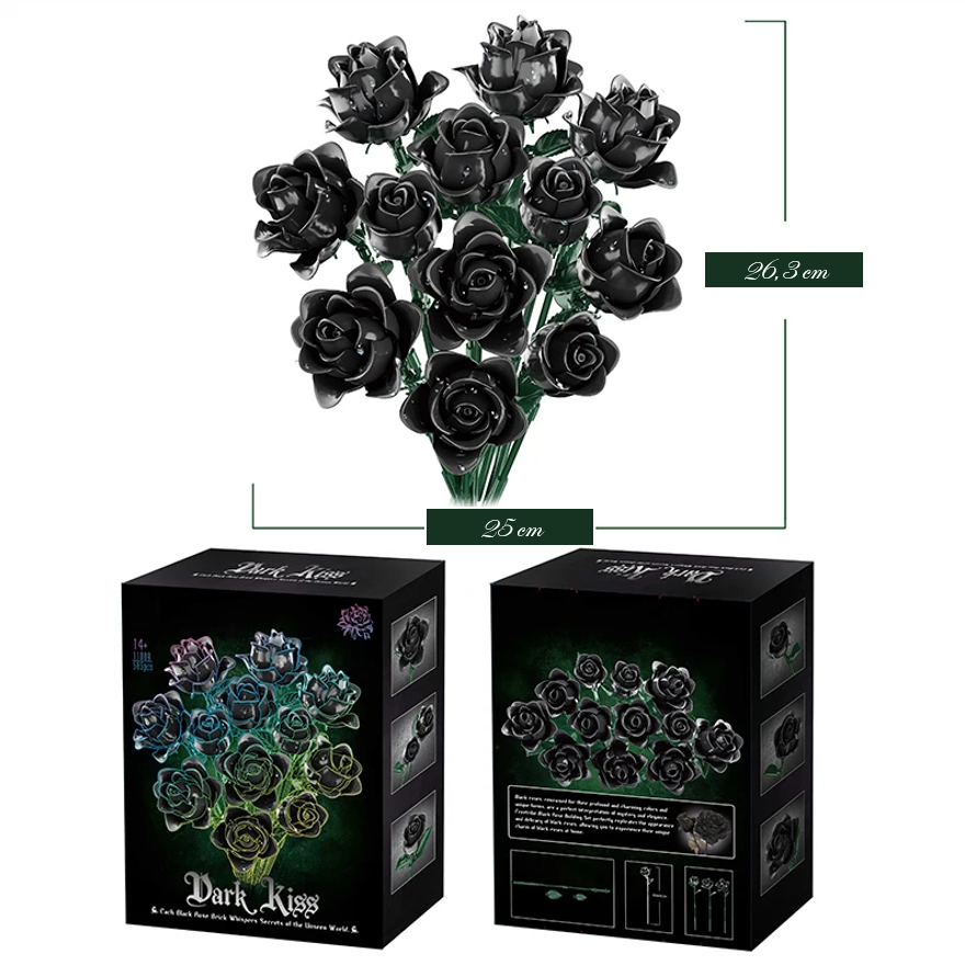 mabriq.fr - Bouquet Dark Kiss - Boite et dimensions - Brique de construction - compatible autres marques