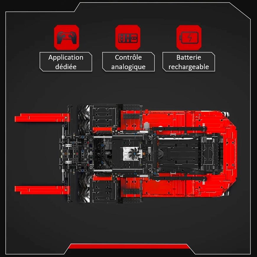mabriq.fr - Chariot élévateur - Vue de dessus- Brique de construction - compatible autres marques