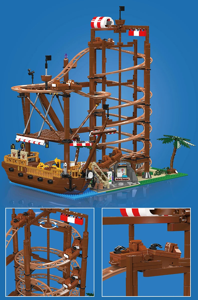 mabriq.fr - Coaster Pirate - Multivues - Brique de construction - compatible autres marques