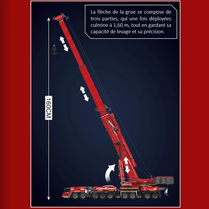 mabriq.fr - Grue mobile Liebherr LTM 11200 ROUGE - Hauteur déployée - Brique de construction - compatible autres marques
