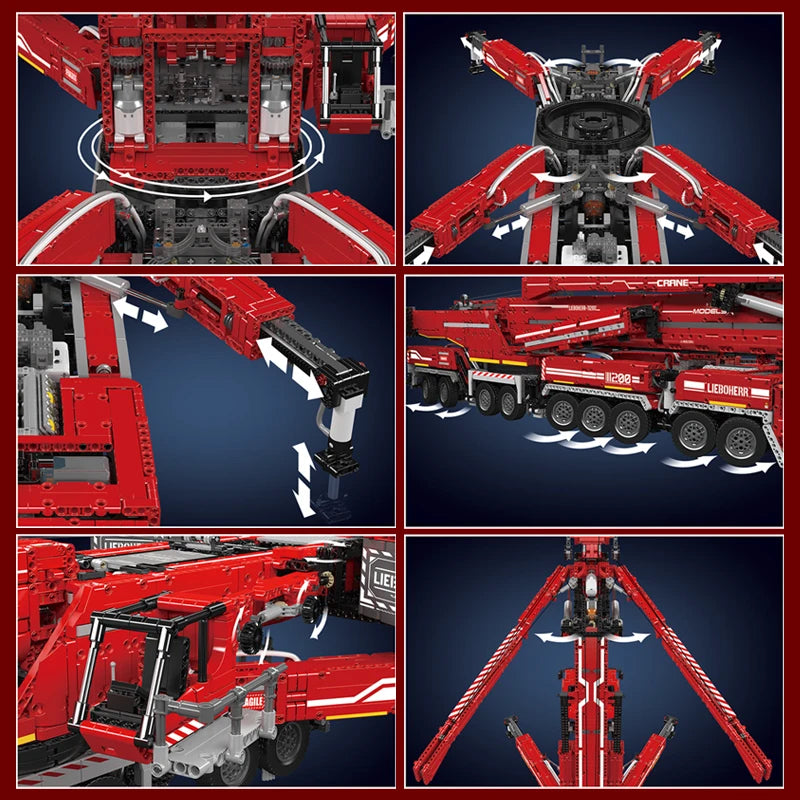 mabriq.fr - Grue mobile Liebherr LTM 11200 ROUGE - Fonctions - Brique de construction - compatible autres marques