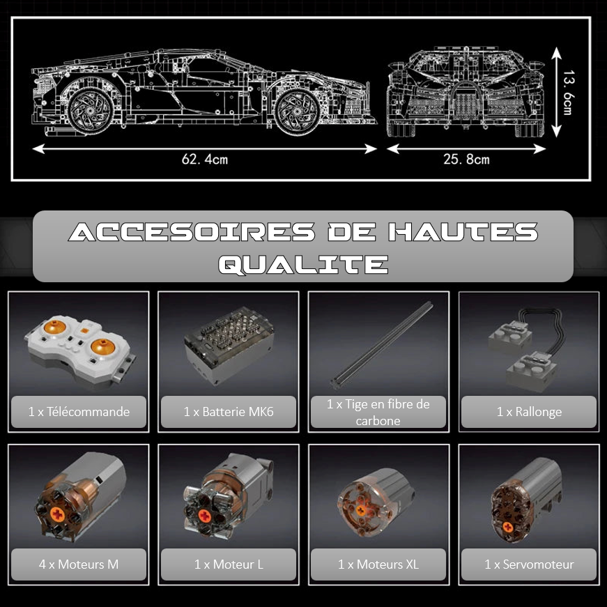 mabriq.fr - La Voiture Noire - Accessoires et Dimensions - Brique de construction - compatible autres marques