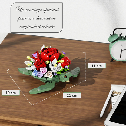 mabriq.fr - La Tortue fleurie - Dimensions - Brique de construction - compatible autres marques