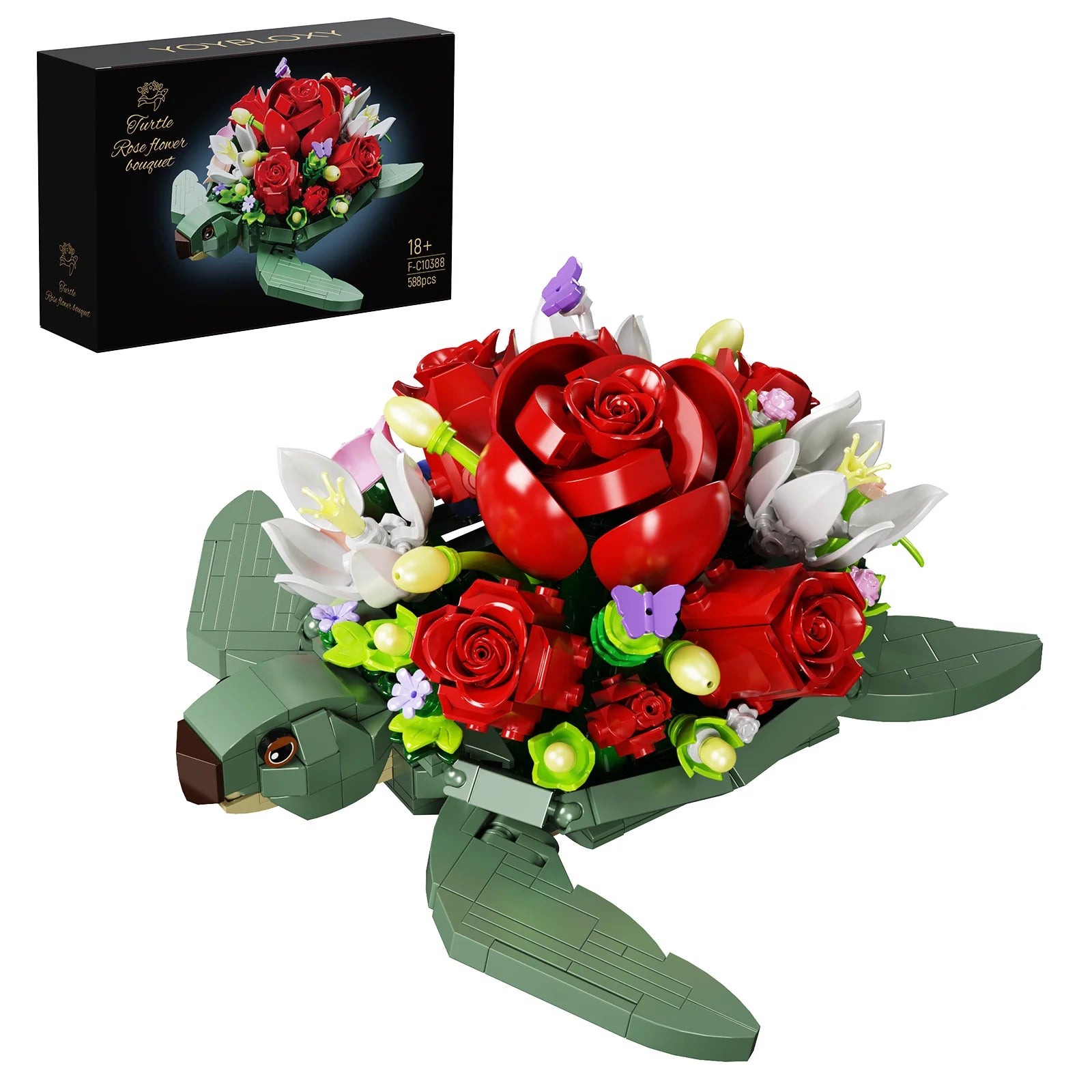 mabriq.fr - La Tortue fleurie - Image Principale - Brique de construction - compatible autres marques