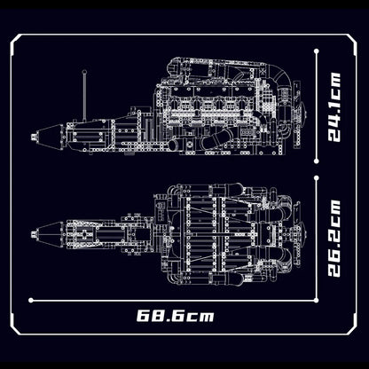 mabriq.fr - Moteur AMG V8 BITURBO - Dimensions - Brique de construction - compatible autres marques