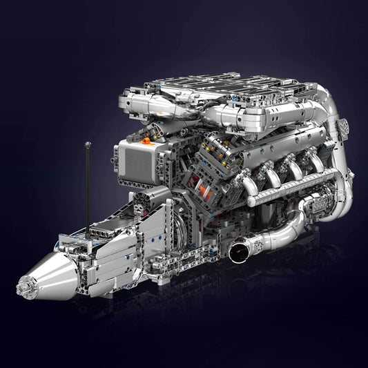mabriq.fr - Moteur AMG V8 BITURBO - Vue trois quart arrière - Brique de construction - compatible autres marques