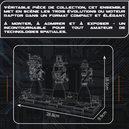 mabriq.fr - Moteur Raptor SpaceX - Dimensions et contexte - Brique de construction - compatible autres marques