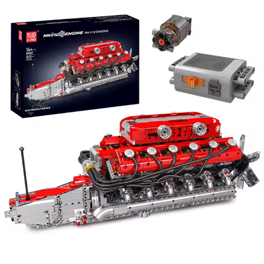 mabriq.fr - Moteur V12 - Vue Avec boite - Brique de construction - compatible autres marques