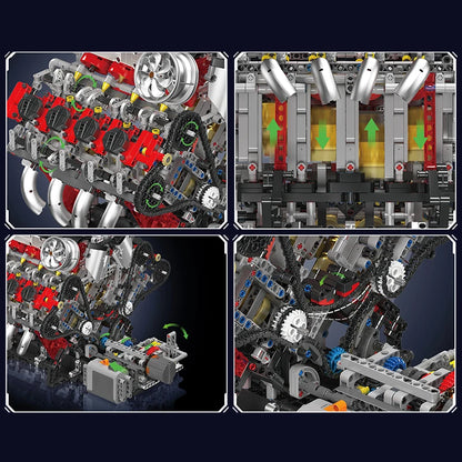 mabriq.fr - Moteur V8 F488 - Détails et fonctionnement - Brique de construction - compatible autres marques