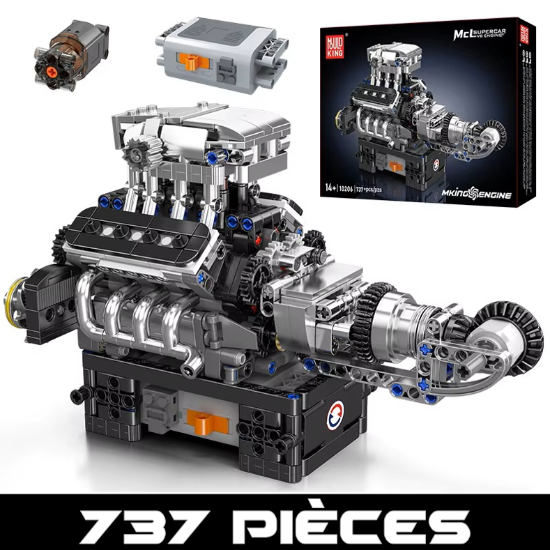 mabriq.fr - Moteur V8 Supercar - Image Principale - Brique de construction - compatible autres marques