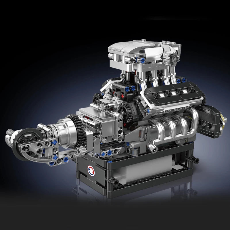 mabriq.fr - Moteur V8 Supercar - Vue Trois Quart Avant- Brique de construction - compatible autres marques
