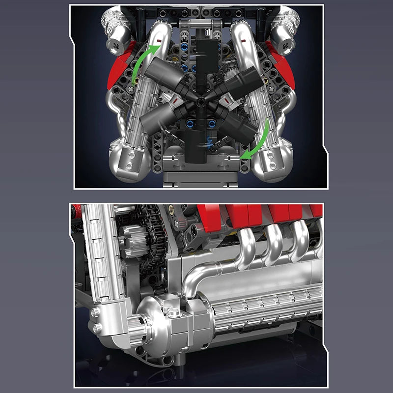 mabriq.fr -Moteur V8 et transmission - Détails - Brique de construction - compatible autres marques