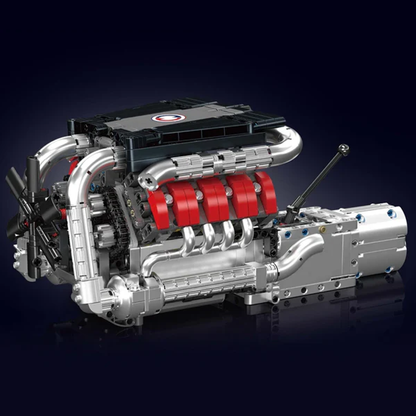 mabriq.fr -Moteur V8 et transmission - Vue principale - Brique de construction - compatible autres marques