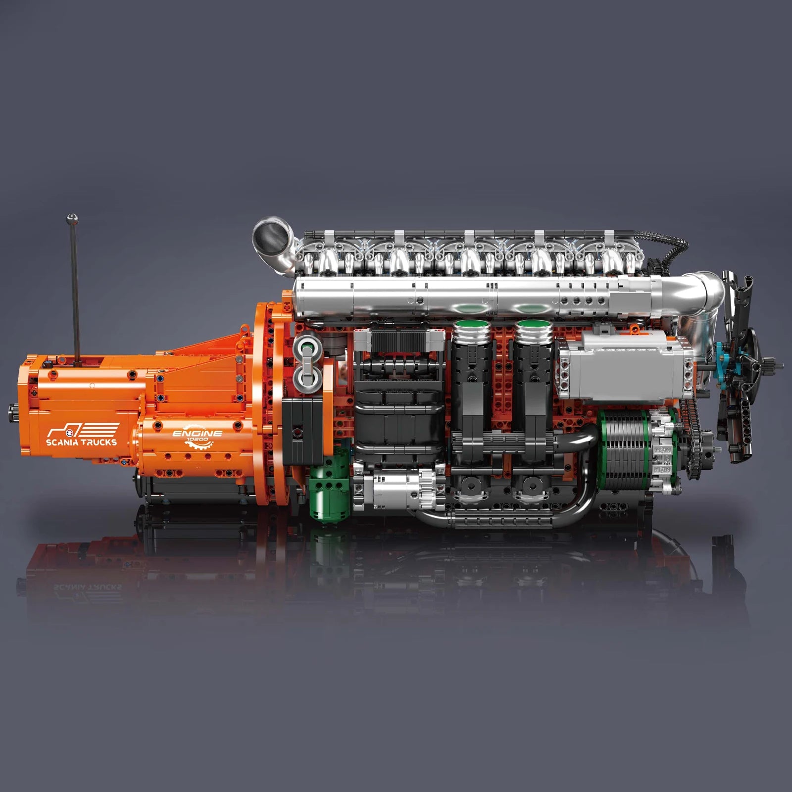 mabriq.fr - Moteur de camion Scania - Vue côté - Brique de construction - compatible autres marques