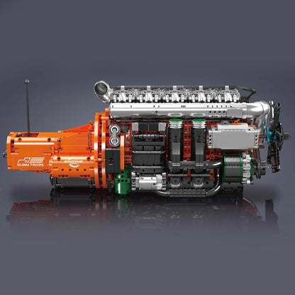 mabriq.fr - Moteur de camion Scania - Vue côté - Brique de construction - compatible autres marques