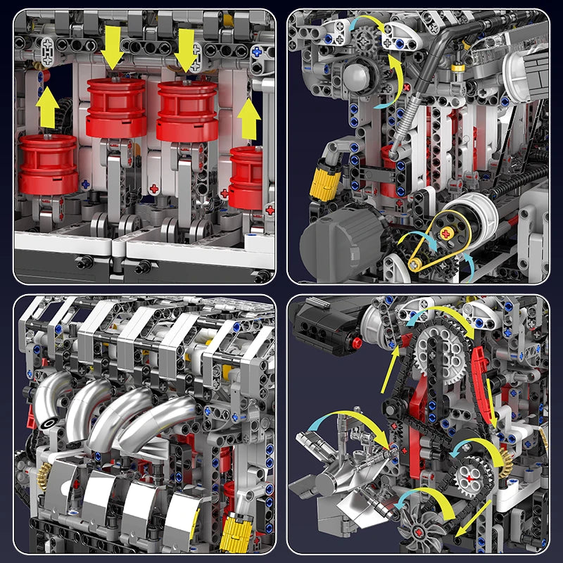 mabriq.fr - Moteur L4- Détails - Brique de construction - compatible autres marques