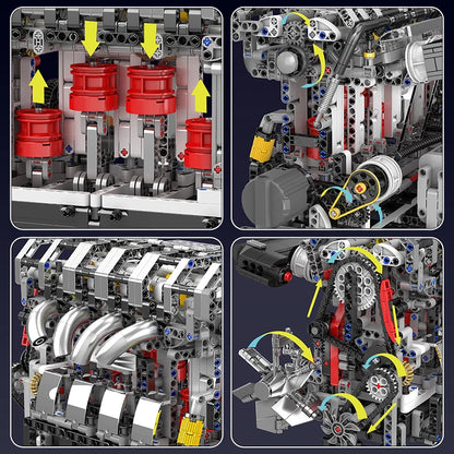 mabriq.fr - Moteur L4- Détails - Brique de construction - compatible autres marques