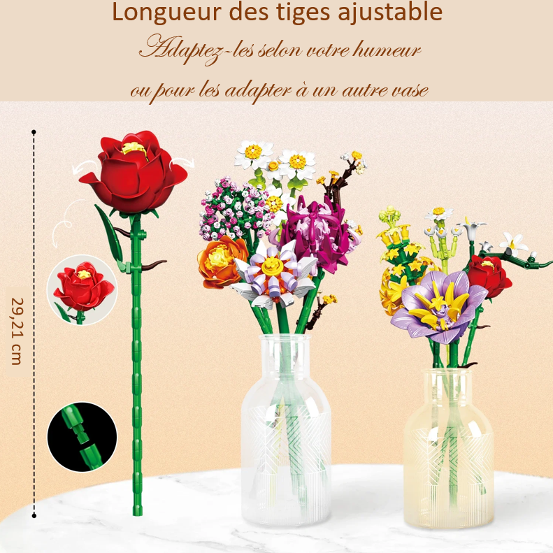 mabriq.fr - Printemps - Tiges ajustables - Brique de construction - compatible autres marques
