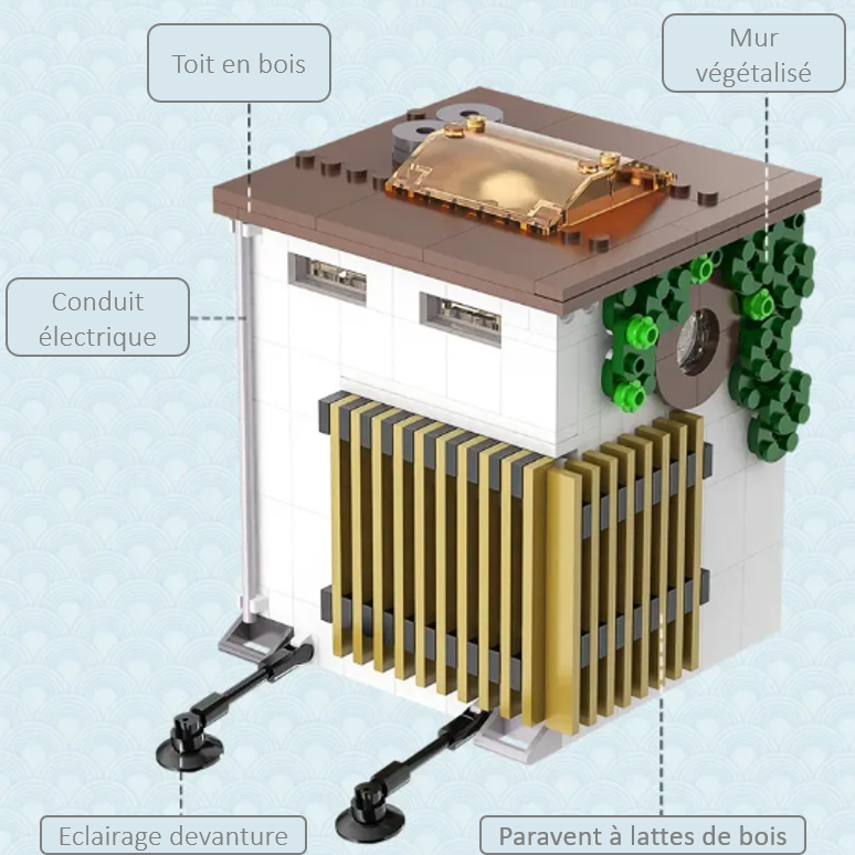 mabriq.fr -Restaurant moderne japonais - Détails 1er étage - Brique de construction - compatible autres marques