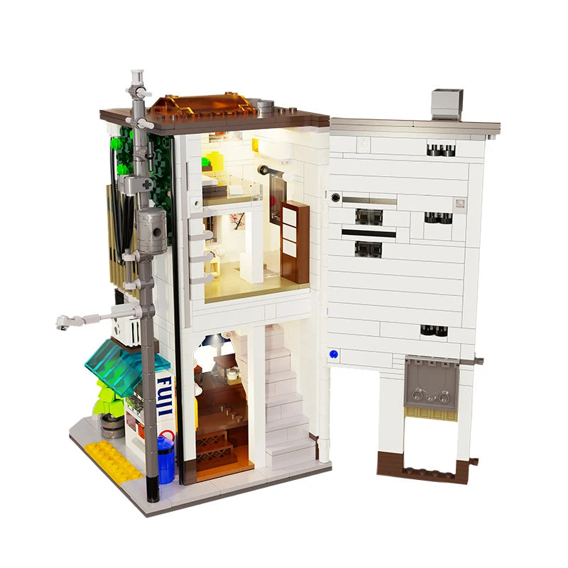 mabriq.fr -Restaurant moderne japonais - Vue mur arrière ouvert - Brique de construction - compatible autres marques