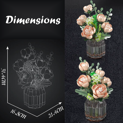 mabriq.fr - Roses pastelles - Dimensions - Brique de construction - compatible autres 