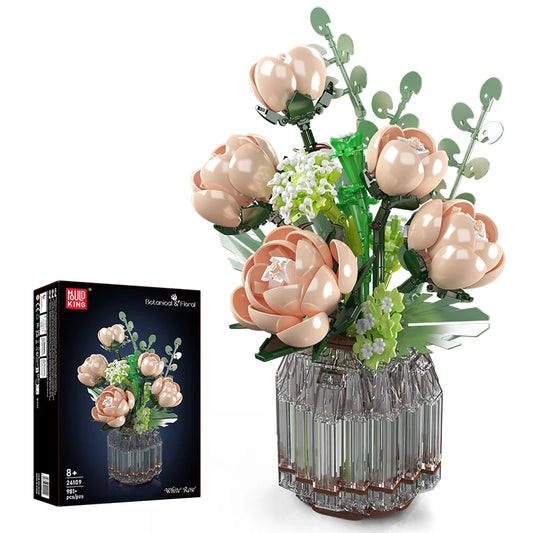 mabriq.fr - Roses pastelles - Vue principale - Brique de construction - compatible autres 