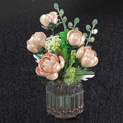 mabriq.fr - Roses pastelles - Vue sur fond noir - Brique de construction - compatible autres 